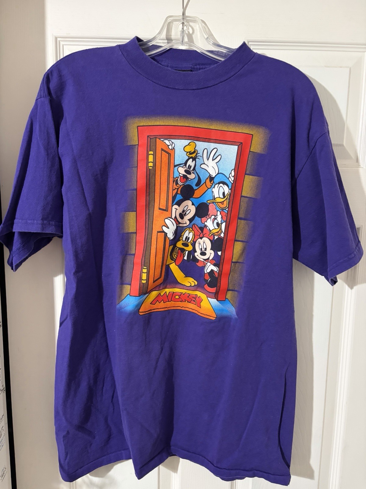 Vintage Mickey Unlimited Shirt Sz L Purple Minnie Donald Goofy Daisy Pluto