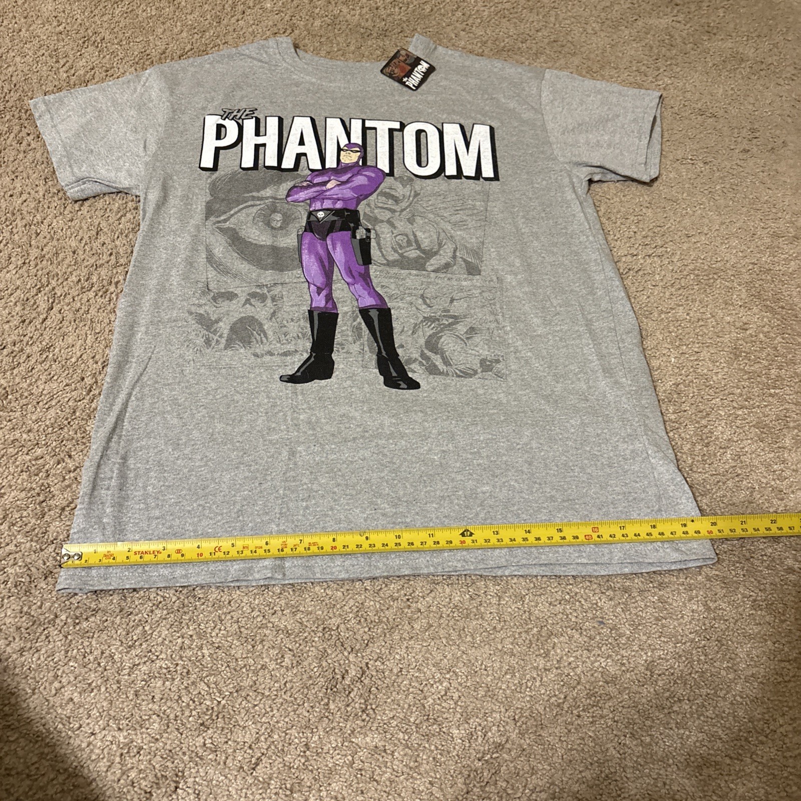 NWT The Phantom Comics Strip Shirt Gray Medium Brisco Brands Superhero Unisex