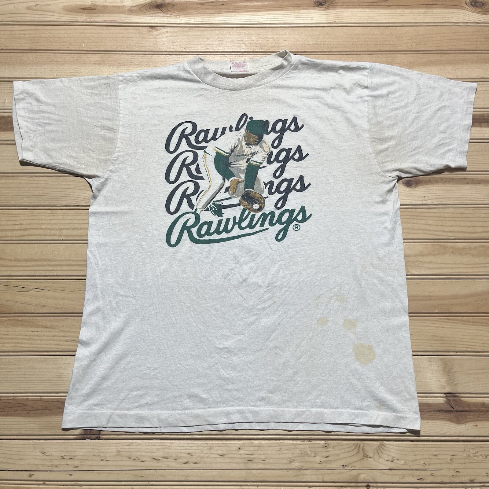 Vintage 80s Rawlings MLB Baseball Bat Promo Single Stitch Shirt Size XL RARE