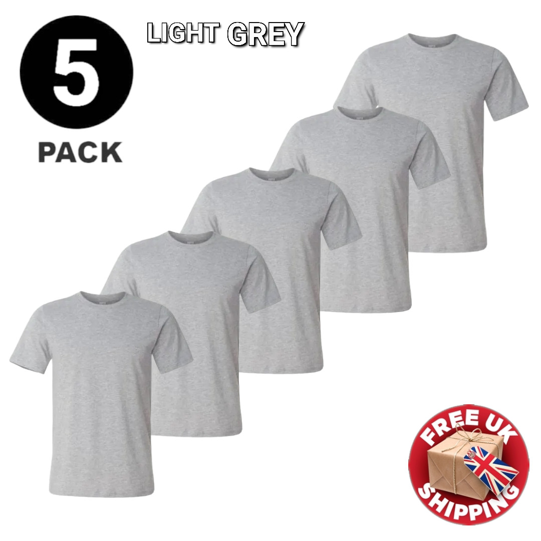 Men’s Plain Blank T-Shirts Multi Pack 100% Cotton Heavy Blend Short Sleeve Tees