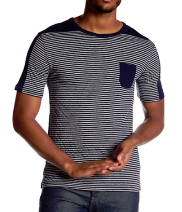 Slate & Stone Stripe Colorblock Tee Navy/Grey XL NWT $88