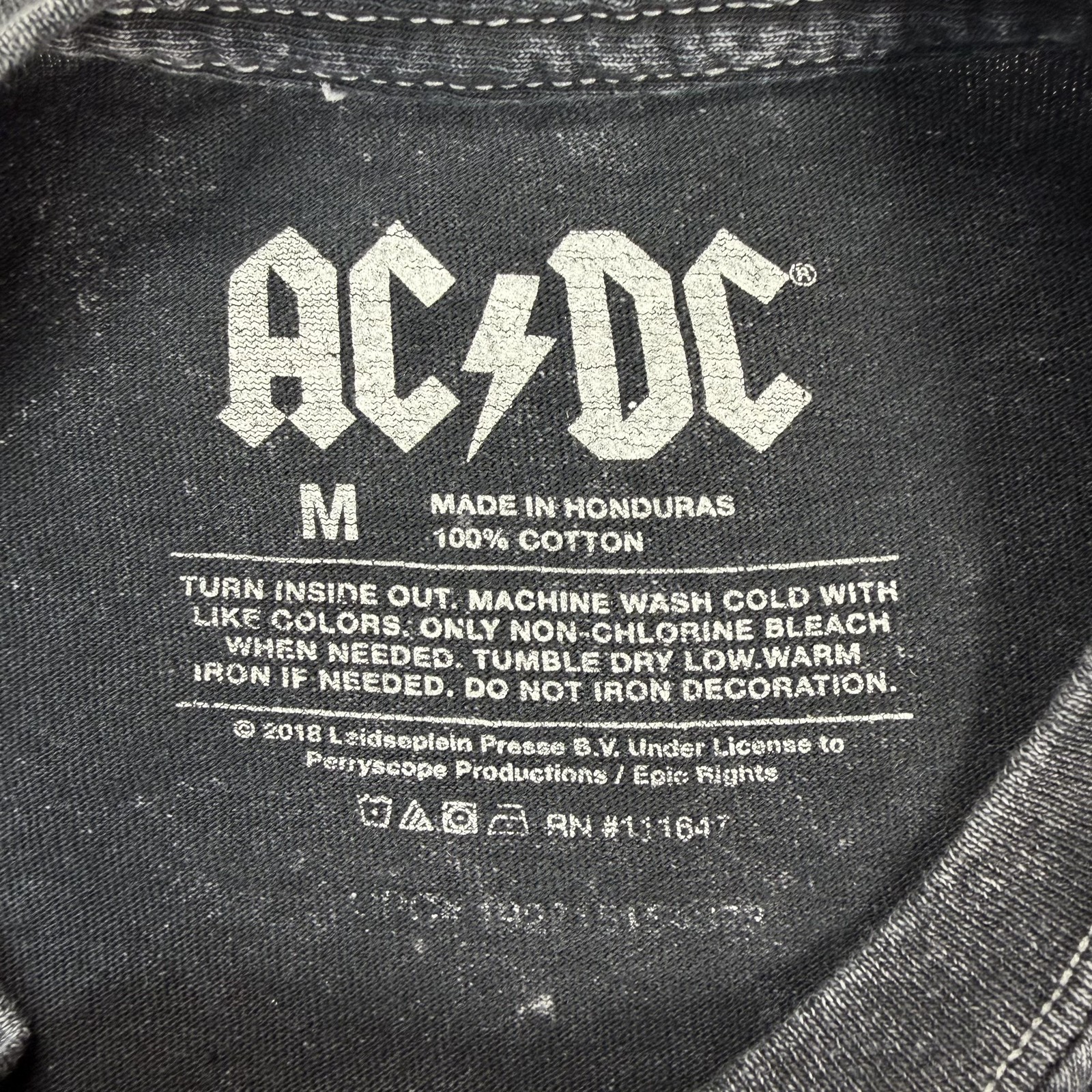 AC/DC Shirt Mens Medium Black Fly On The Wall Tour 1985 Rock Band Graphic Tee
