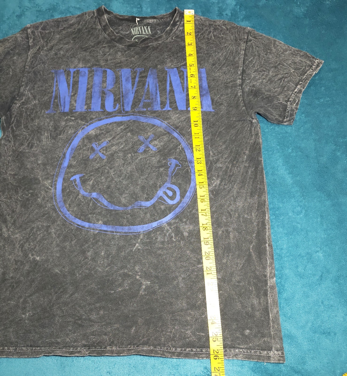 Nirvana Logo Black Acid Wash Short Sleeve Cotton T-Shirt Men’s M