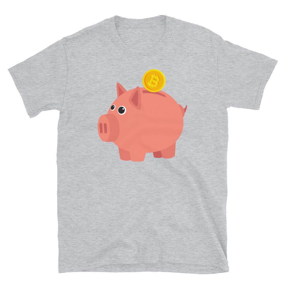 Satoshi Nakamoto Cryptocurrency Bitcoin Piggy Bank Short-Sleeve Unisex T-Shirt