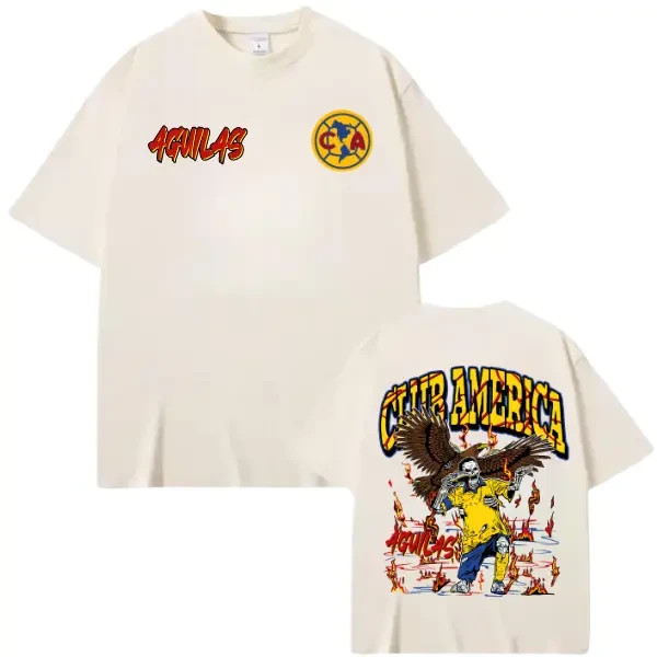 Mexico Aguilas Soccer T-Shirt, Eagle Skull Football Graphic Tee