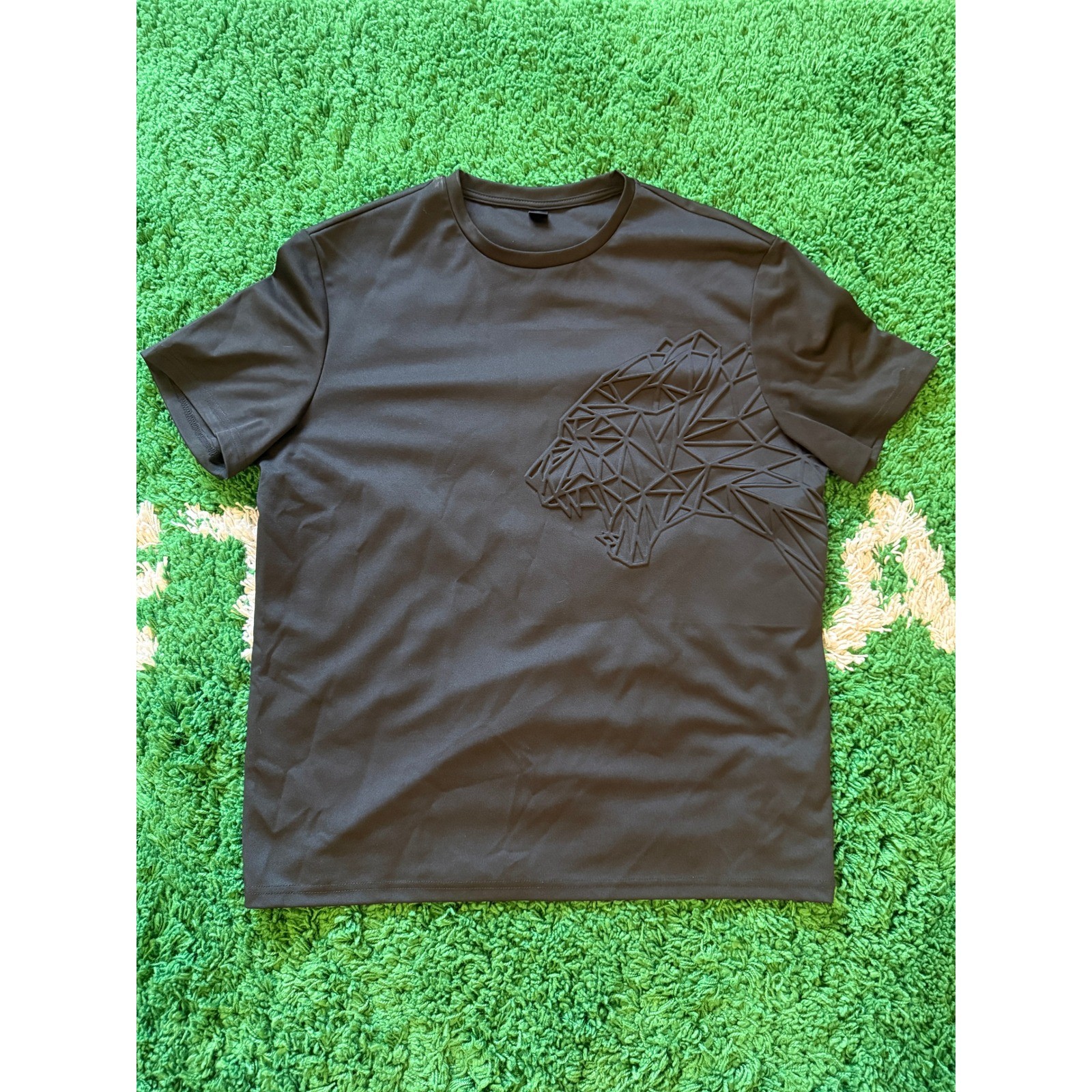 Unbranded Panther Graphic Tee Mens L Black Excellent 3D Embossed Geometric Shirt