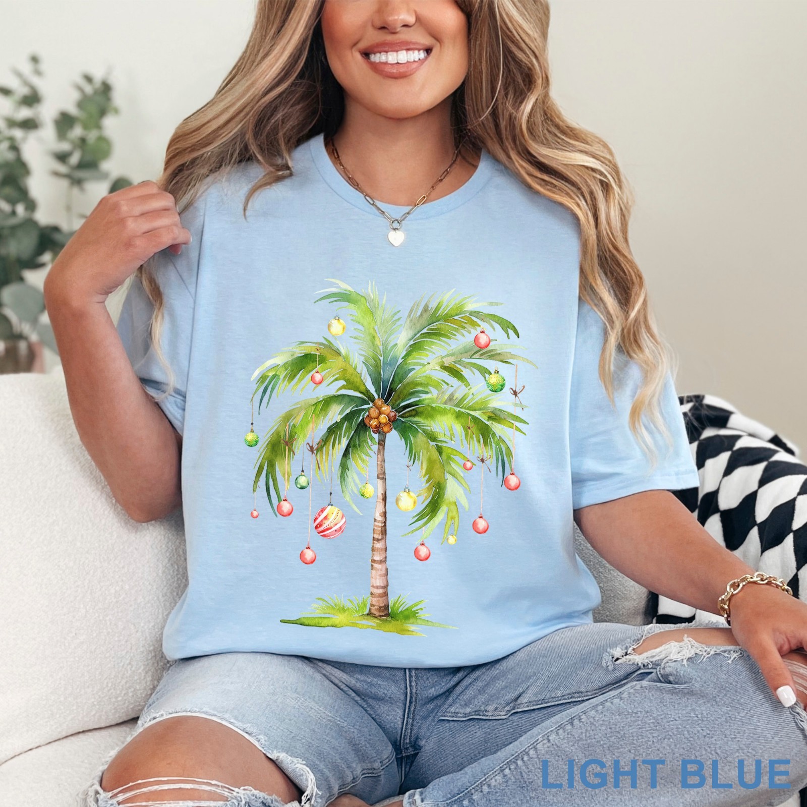 Christmas Palm Tree Shirt, Christmas Tree Tee, Tropical Palm Christmas, 203733