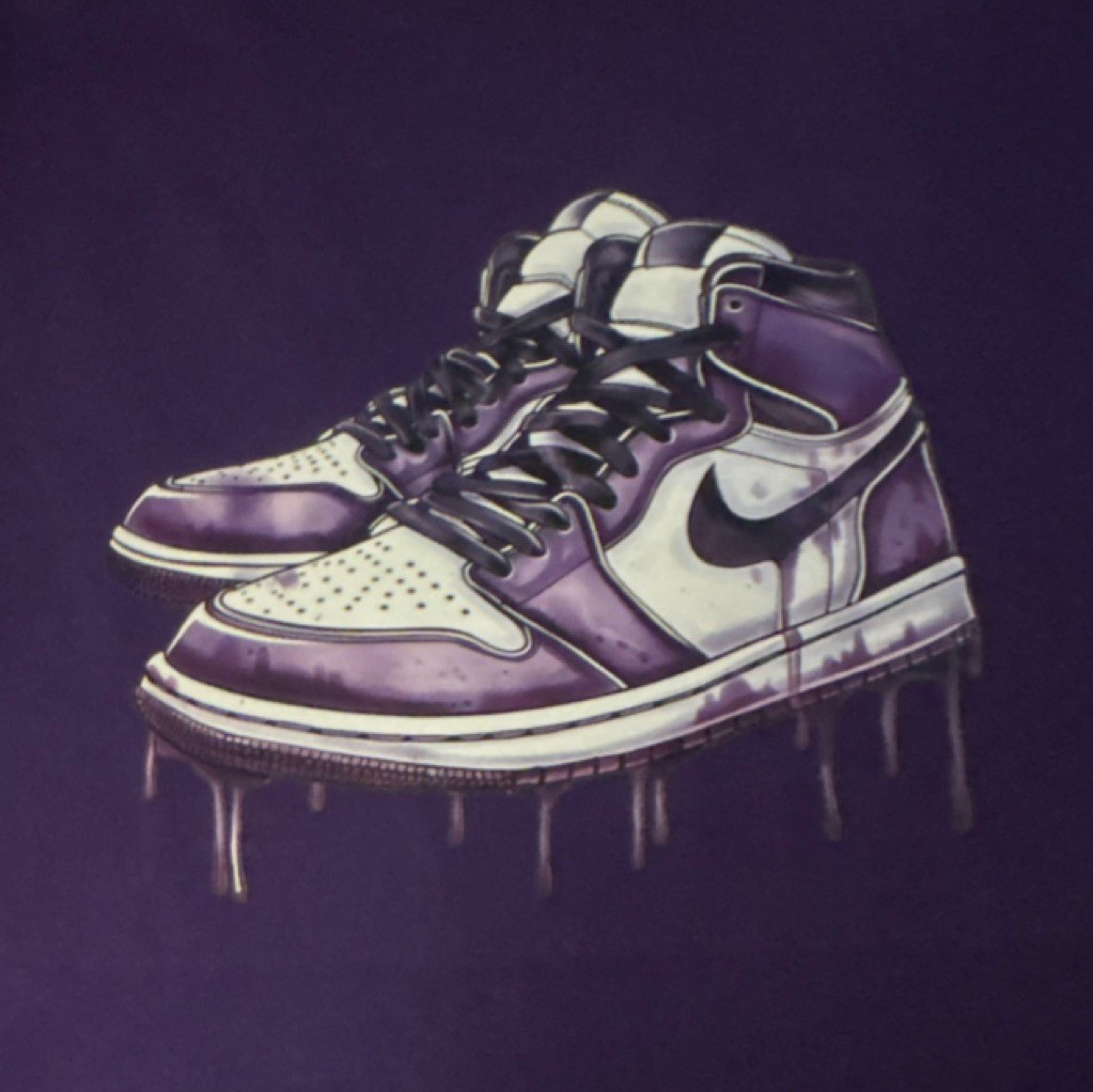Purple Men’s T-Shirt L Fall Spring Summer Sneaker Graphic Print Crew Neck Cotton