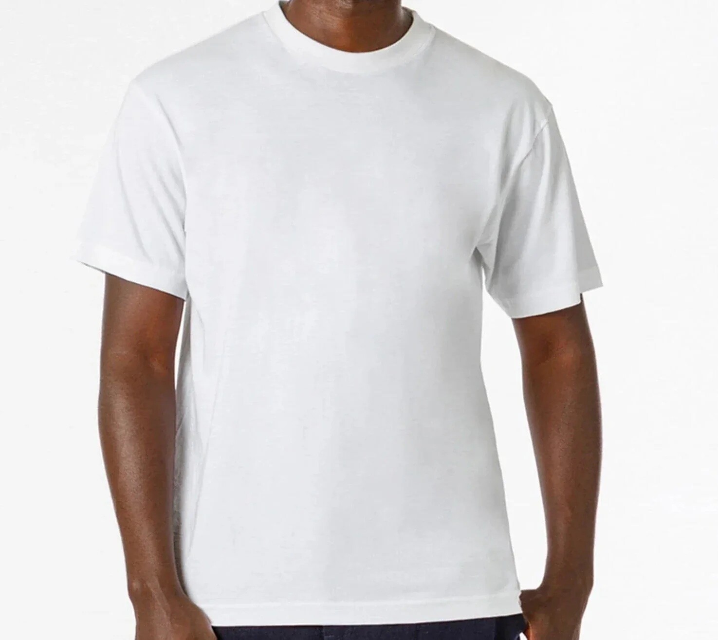 SunTees Men’s Plain 100% Cotton White Crew T-Shirt Heavy Short Sleeves T Shirts