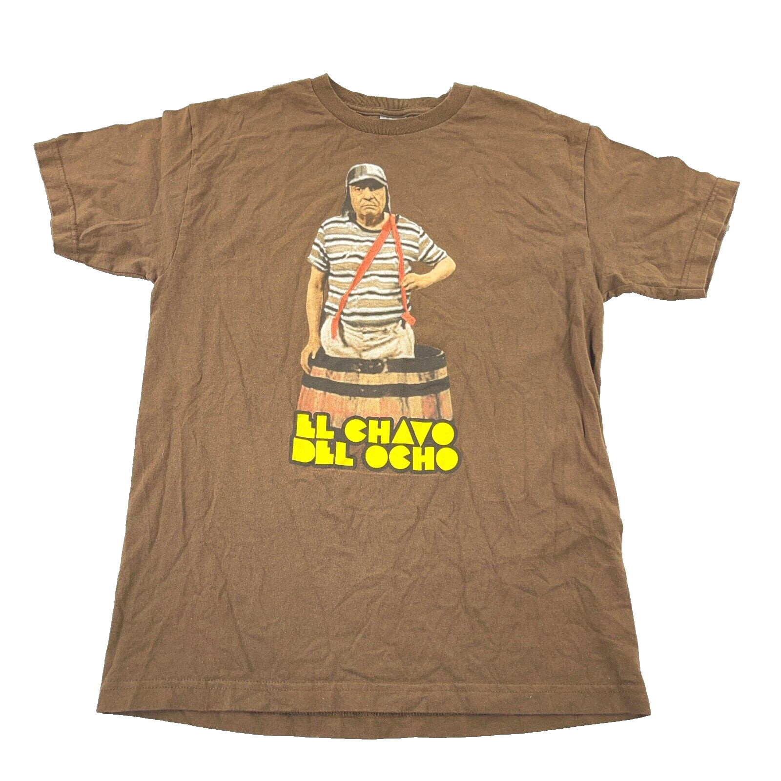 Vintage Y2K El Chavo Del Ocho Shirt Men Medium Brown 2003 Mexican TV Show Promo