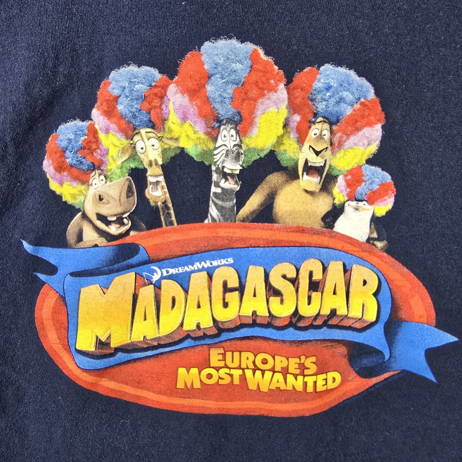 Madagascar Europes Most Wanted Promo Movie T-shirt Small Dreamworks Blue 2012