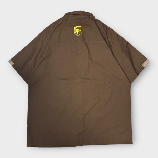 WEARGUARD UPS Logo Short Sleeve Work Shirt Brown L Uniform USA Vintage Used