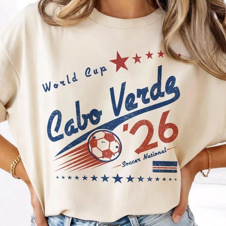 Retro Cape Verde Soccer World Shirt, 90s Soccer Team World Graphic Tee