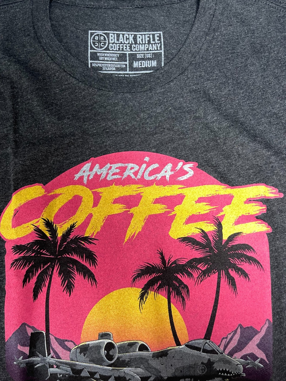 Black Rifle Coffee Company Sunset Jet Tshirt AMERICA’S COFFEE Men’s MEDIUM