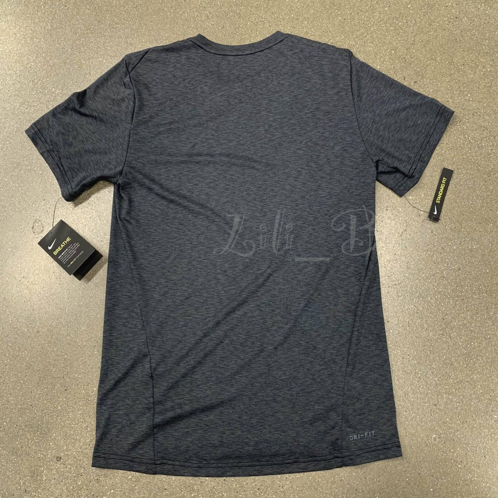 Nike Men Dri-Fit Breathe Training Top Tee Shirt AT3737-010 Charcoal Black Size M