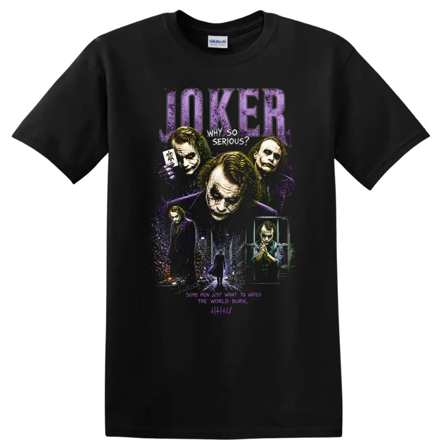 Joker Why So Serious Graphic Art T Shirt Vintage Movie Tee for Fans
