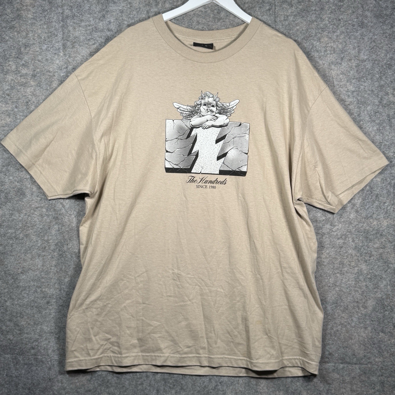 The Hundreds Streetwear Skateboarding Tan Graphic T Shirt Mens Size 2XL 26×34