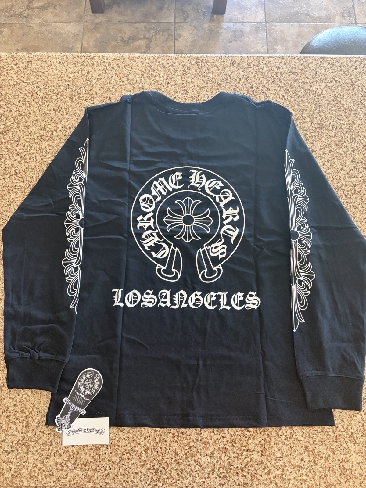 Chrome Hearts Los Angeles Black Long Sleeve Crew Neck Graphic Tee XL Cotton