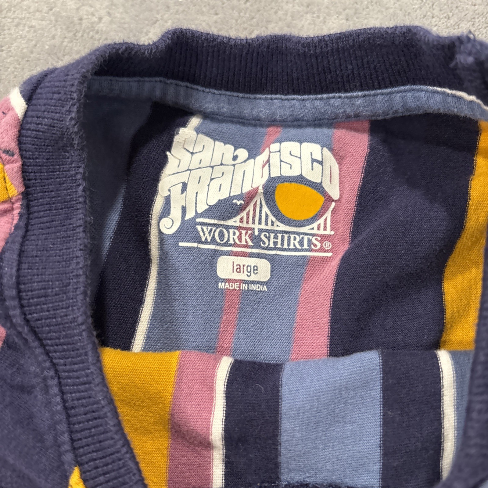 San Francisco Work Shirts Men’s Size Large Multi-Colored Striped – Excellent