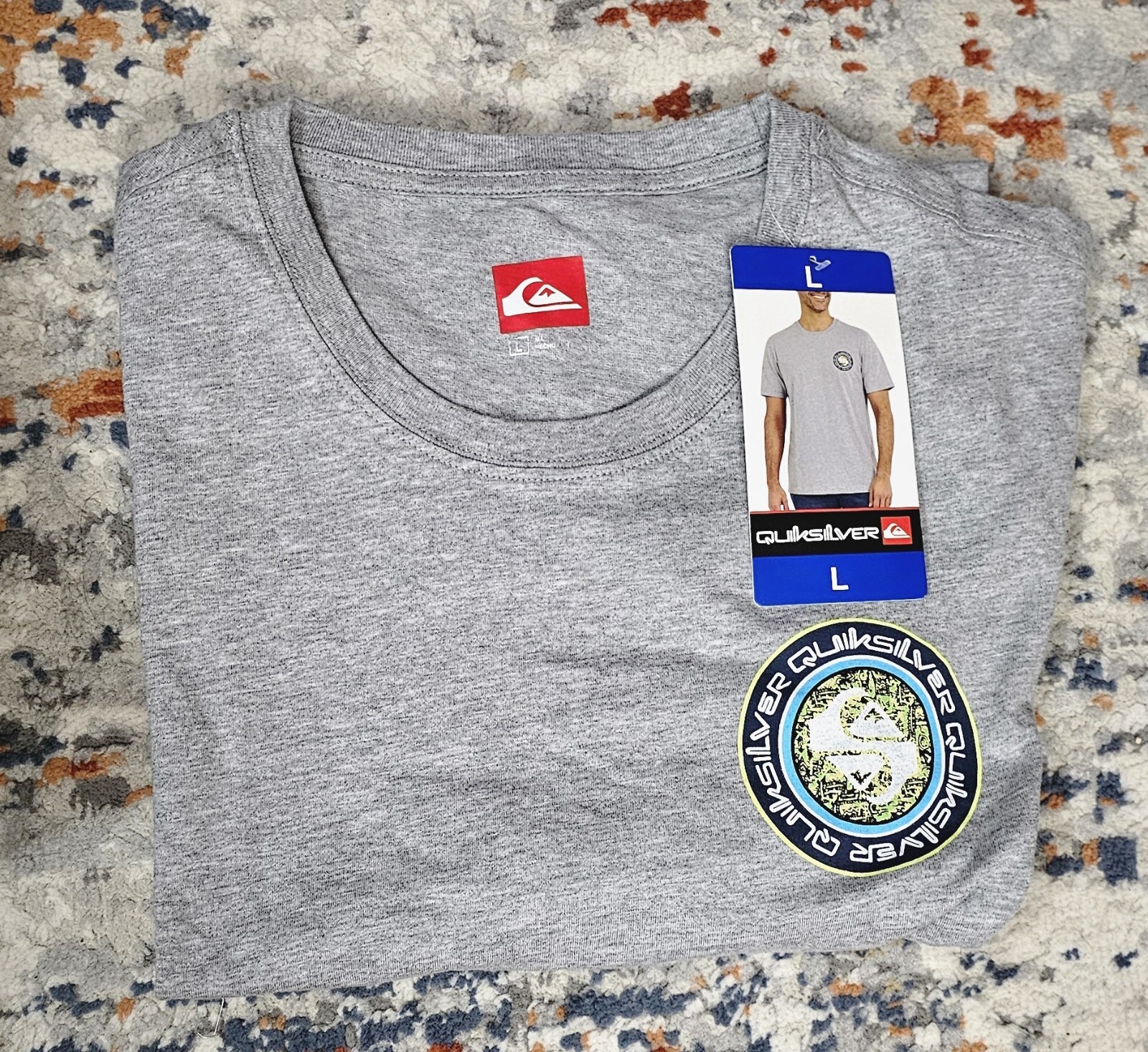 Quiksilver Mens Tshirt Beach Casual Surfer Gray Large