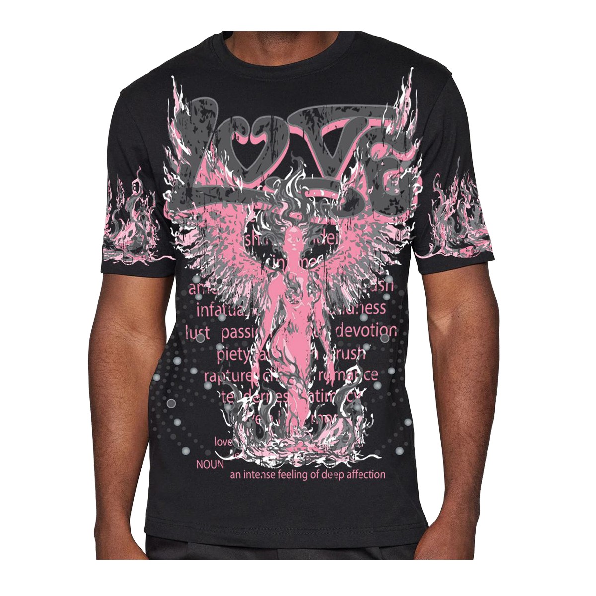 Hudson Outerwear Crew Neck T-Shirt Love Studs & Stones Mens Black 660