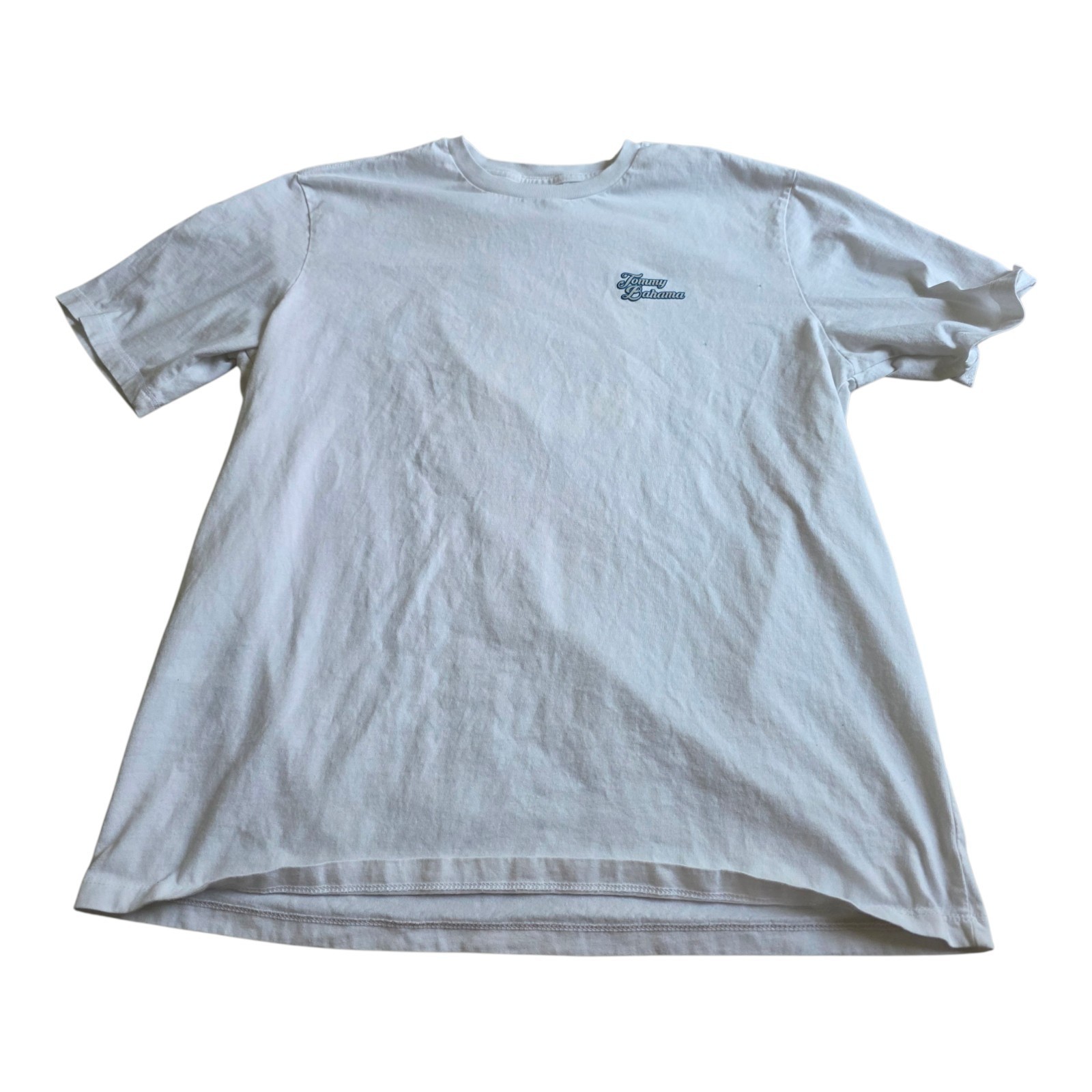 Tommy Bahama Men’s LG Crew Neck Short Sleeve White Cotton Knit Golf Graphic Tee