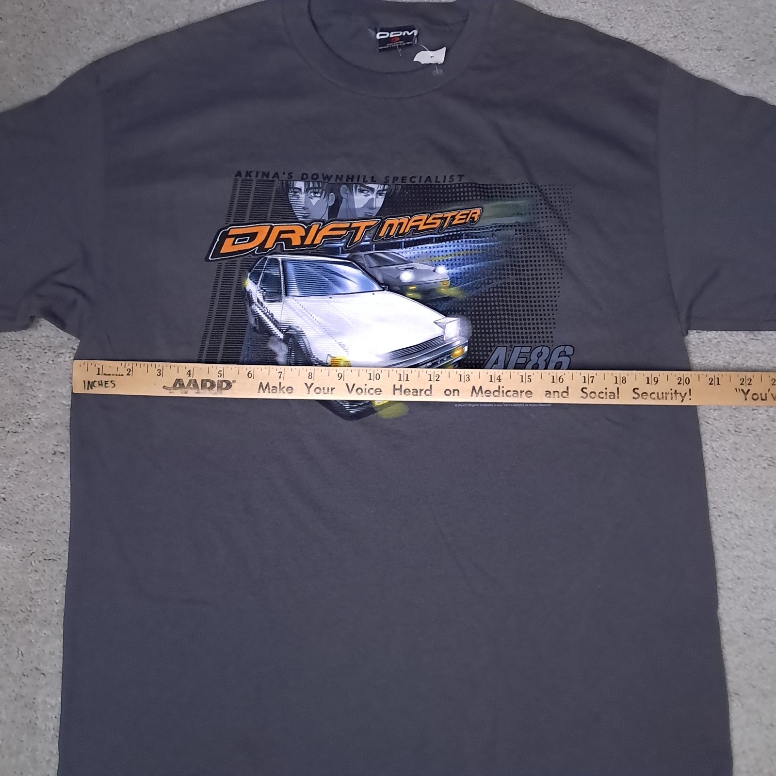 Vintage ODM Initial D Drift Master Toyota AE86 Trueno T-shirt Adult Medium Gray