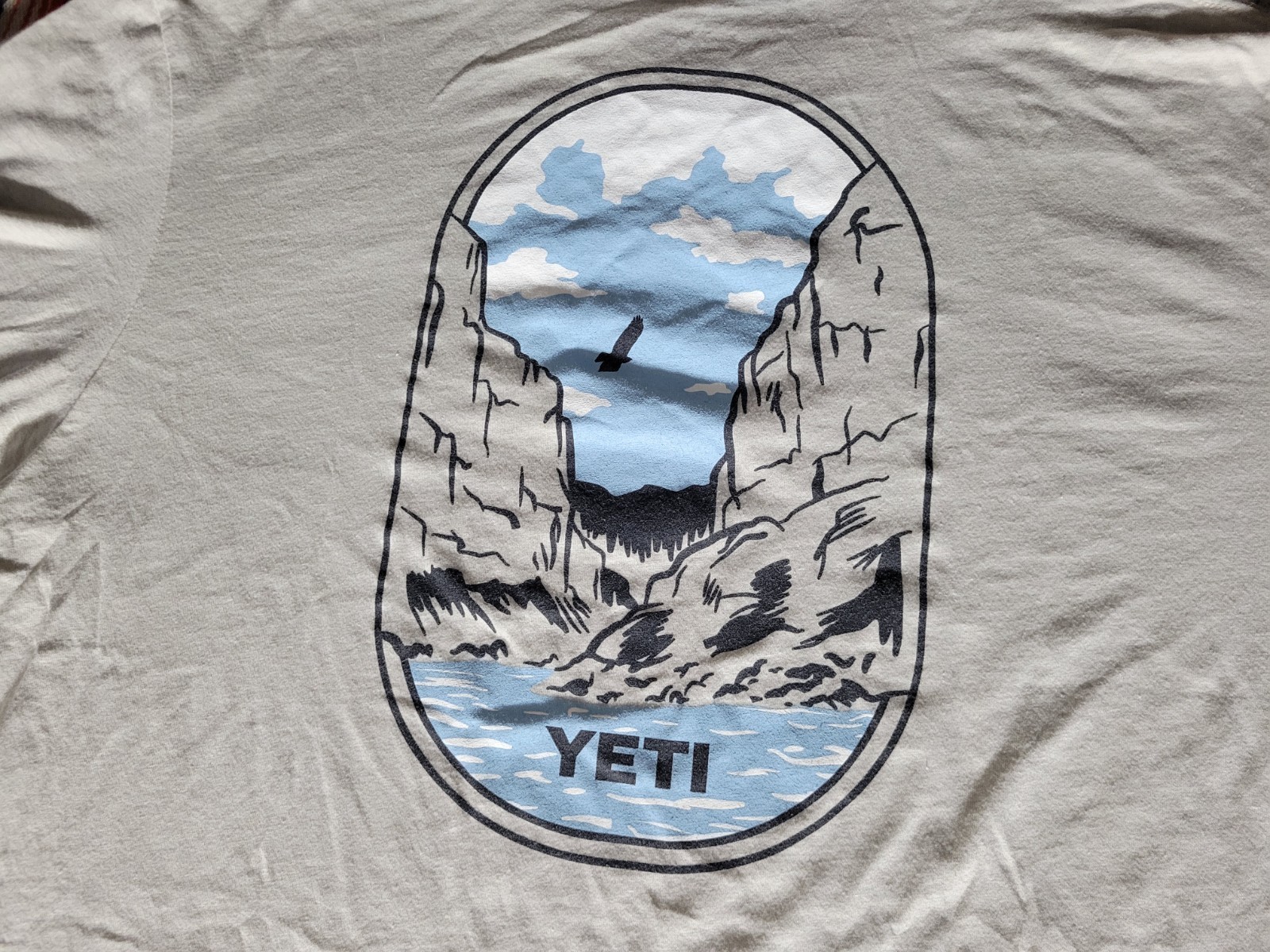 Yeti Shirt Mens Large Gray Water Fall Graphic Cooler