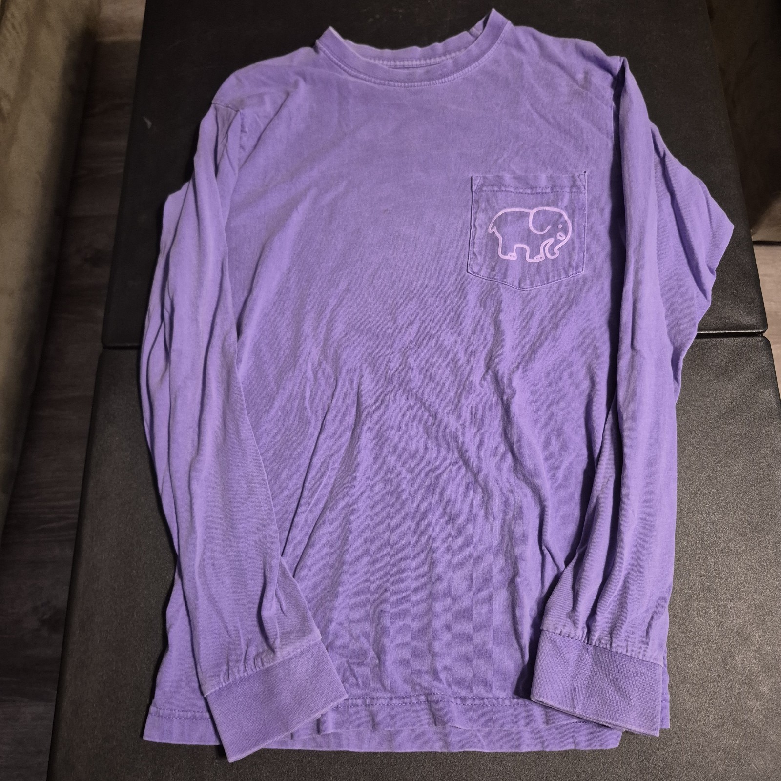 Ivory Ella Purple Long Sleeve Pocket T-Shirt Elephant Logo Crew Neck S