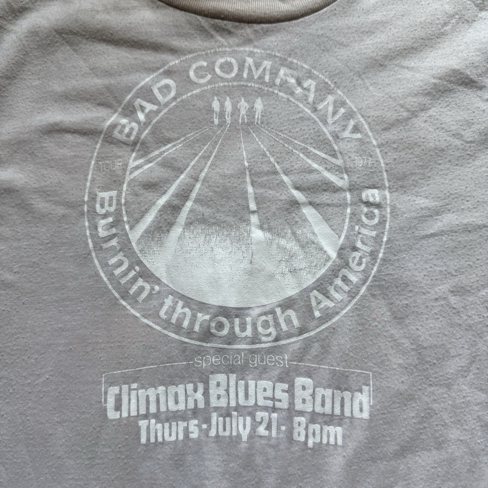 Vintage 1977 Bad Company Burnin Through America Tour Tee Climax Blues Band