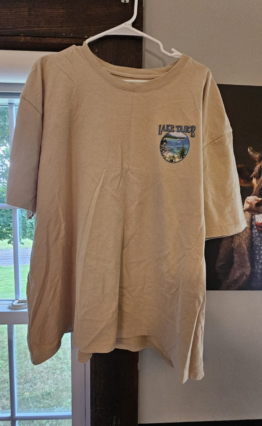 Comfort Colors Lake Tahoe High Sierra Graphic Print T-Shirt Crew Neck Beige XXL