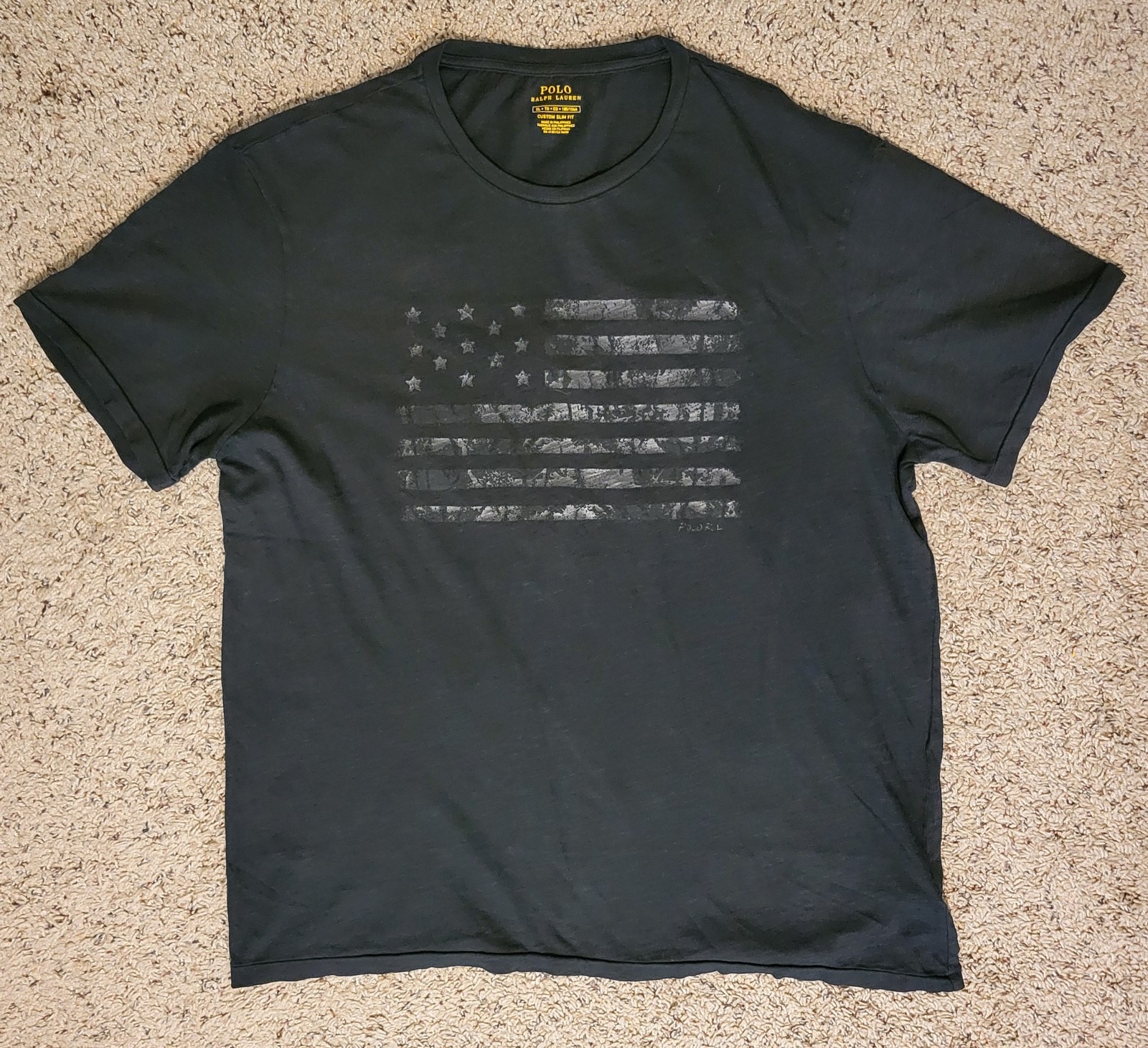 Polo Ralph Lauren Classic Slim-Fit Fit T-shirt USA Flag Logo Mens XL Freedom