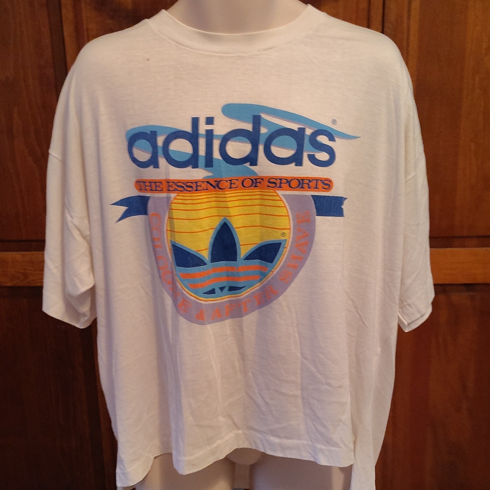 adidas The Essence of Sports Cologne and Aftershave White Graphic Crew Neck T L