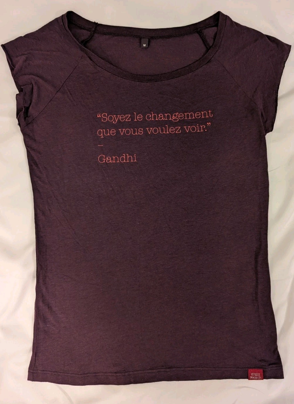 Bamboo Organic Cotton Top Medium (XS) Be The Change Gandhi Spanish Quote Soft