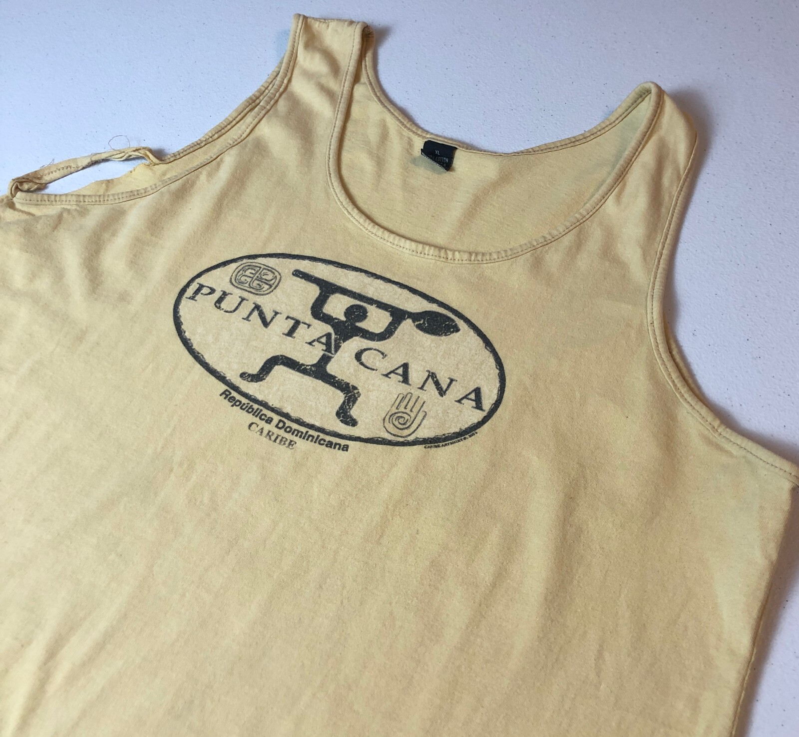vtg Punta Cana Tank Top Shirt XL Dominican Republic Thrashed Muscle 2001