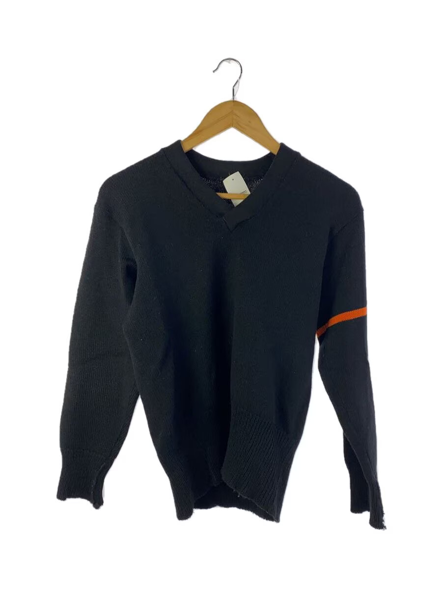 Other Brands 30s-40s Letter Print Knit Sweater (Thick) Black Solid Color