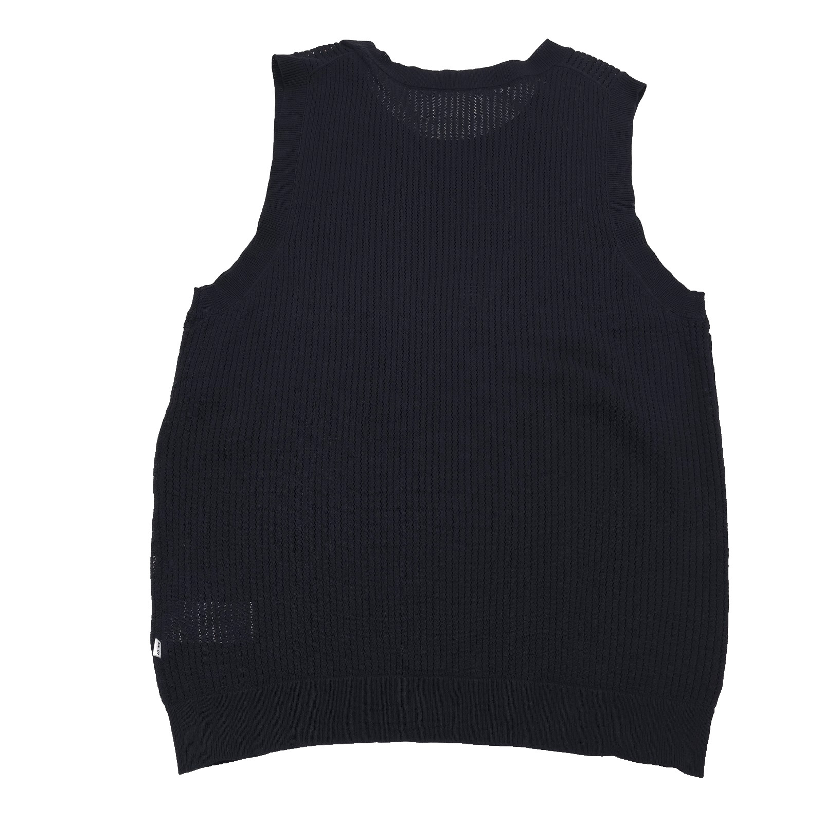 NN07 Huxley Tank Top Mens XL Black Cotton Open Knit Ribbed Collar Cotton