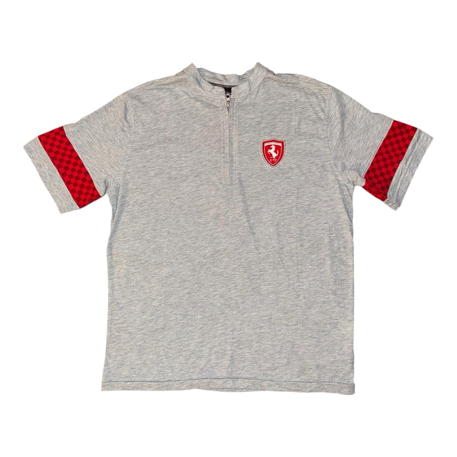 Scuderia Ferrari Shirt Mens Large Grey 1/4 Zip Top Formula One F1 Racing Graphic