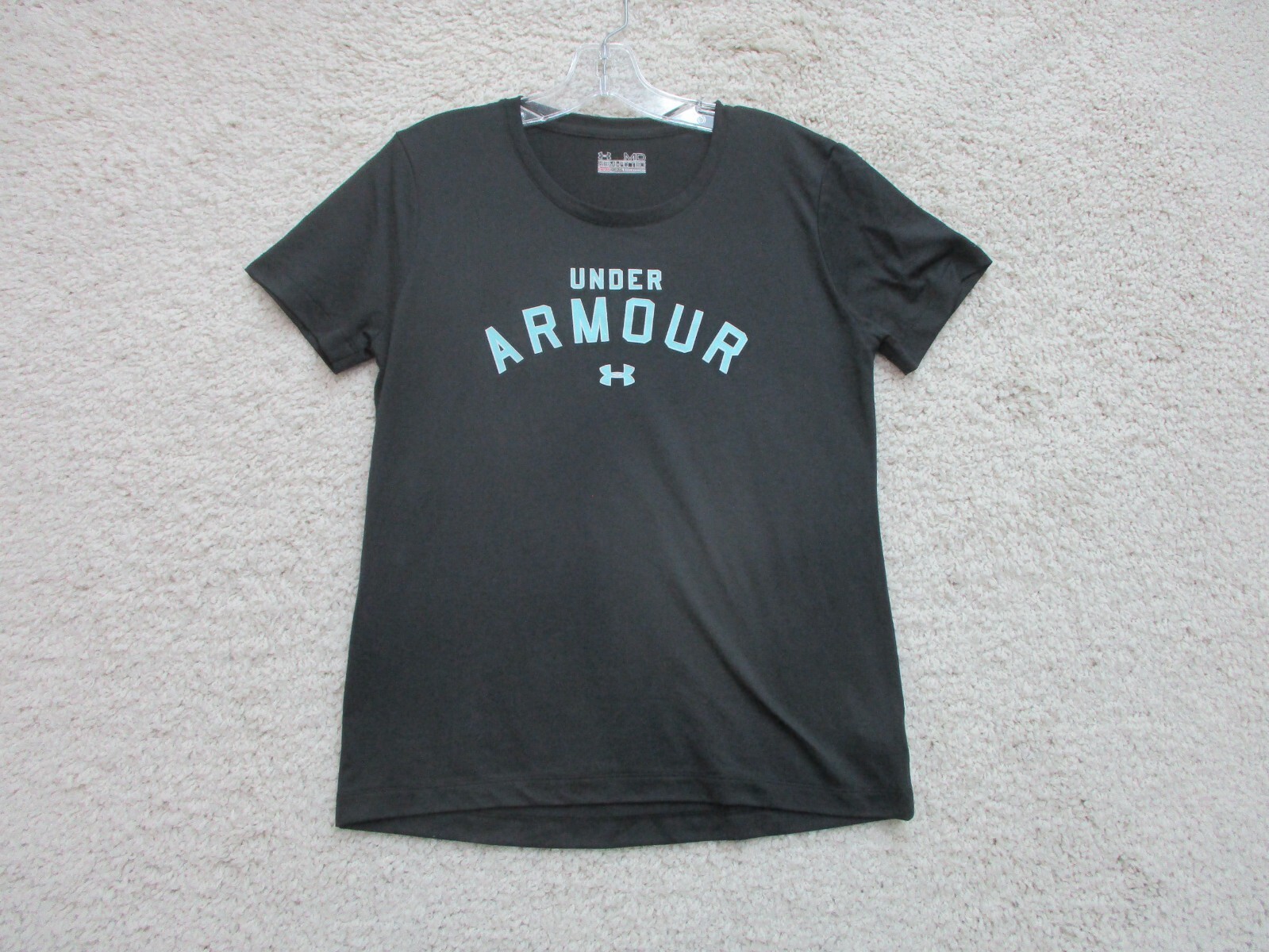 Under Armour Shirt Medium Adult Black Semi Fitted Spell Out Logo Stretch Mens M