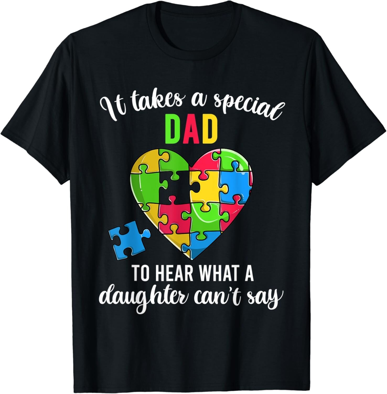 Dad Autism Awareness Family Support Shirts_ Fun Heart Puzzle Gift Unisex T-Shirt