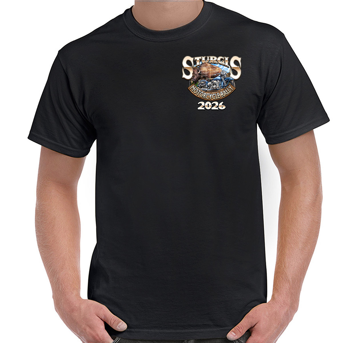 T-Shirt 2026 Sturgis Motorcycle Rally Rushmore Bison Limited Edition No Harley