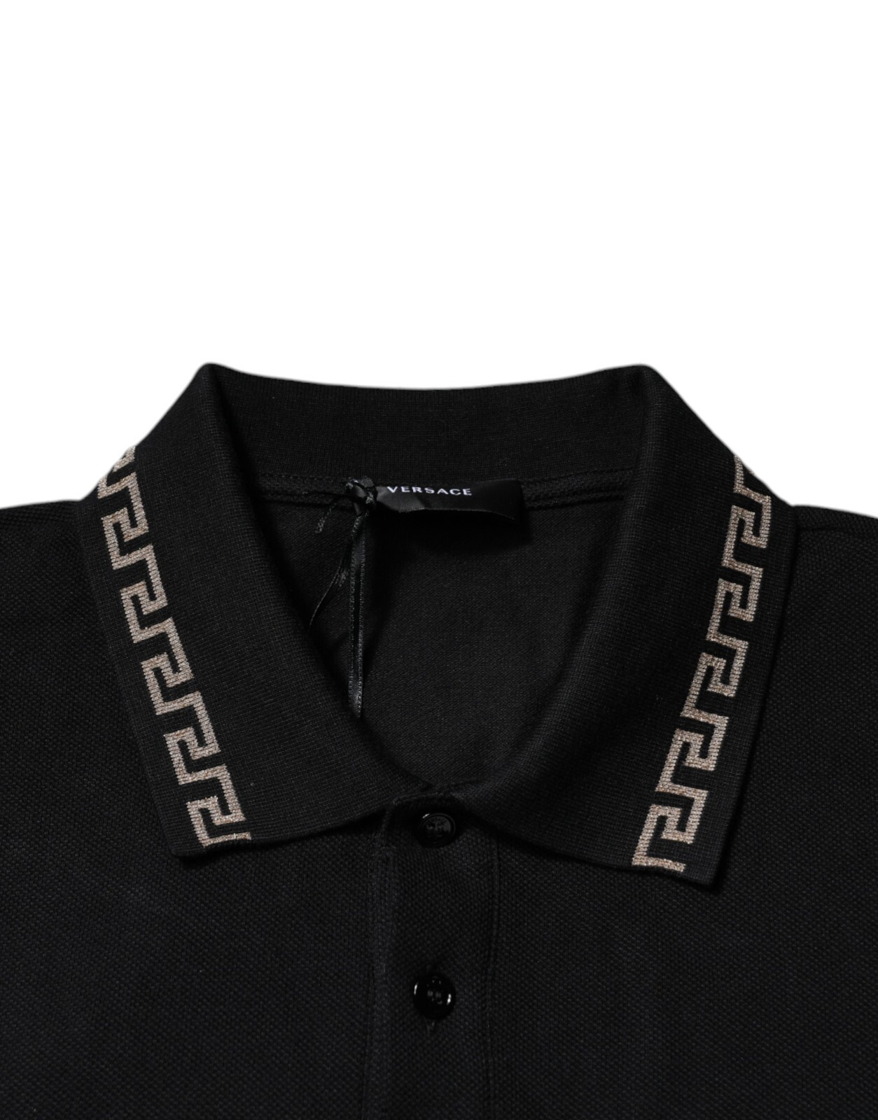 VERSACE T-shirt Black Viscose Collared Polo Short Sleeves Men IT50/US40/L 630usd