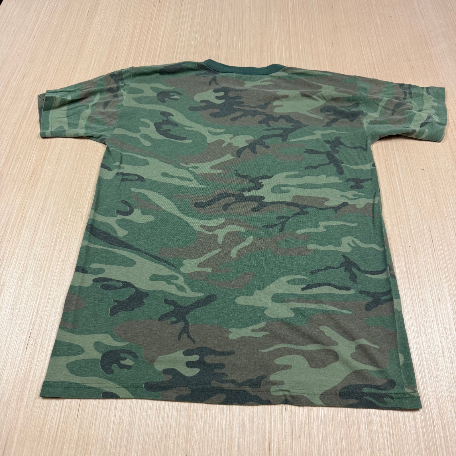 Vintage 90s Rothco Camo Ringer Large Single Stitch T Shirt Made in USA army