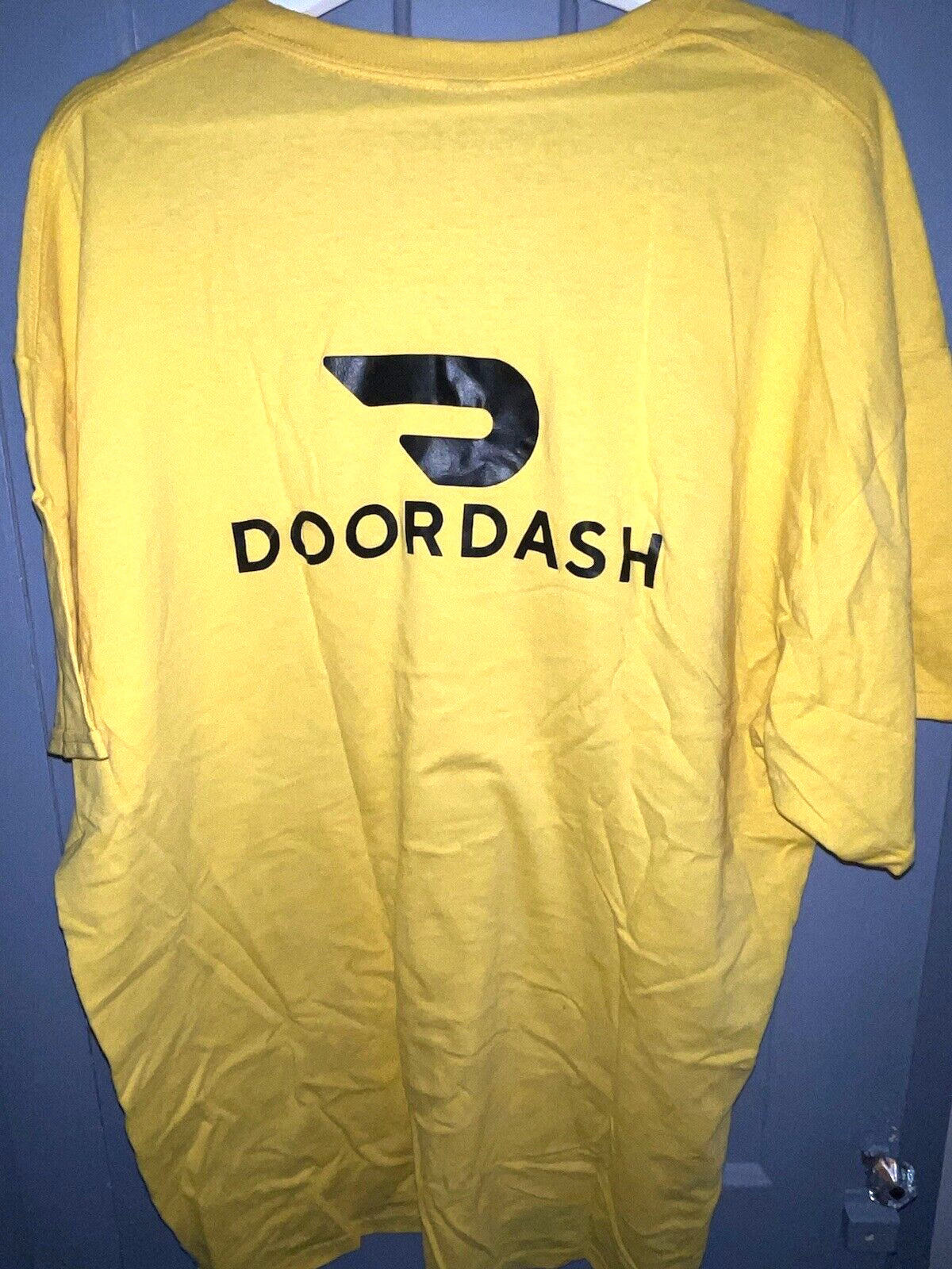 DoorDash Front & Back Food Delivery Driver YELLOW Short Sleeve 2XL Shirt *RARE*