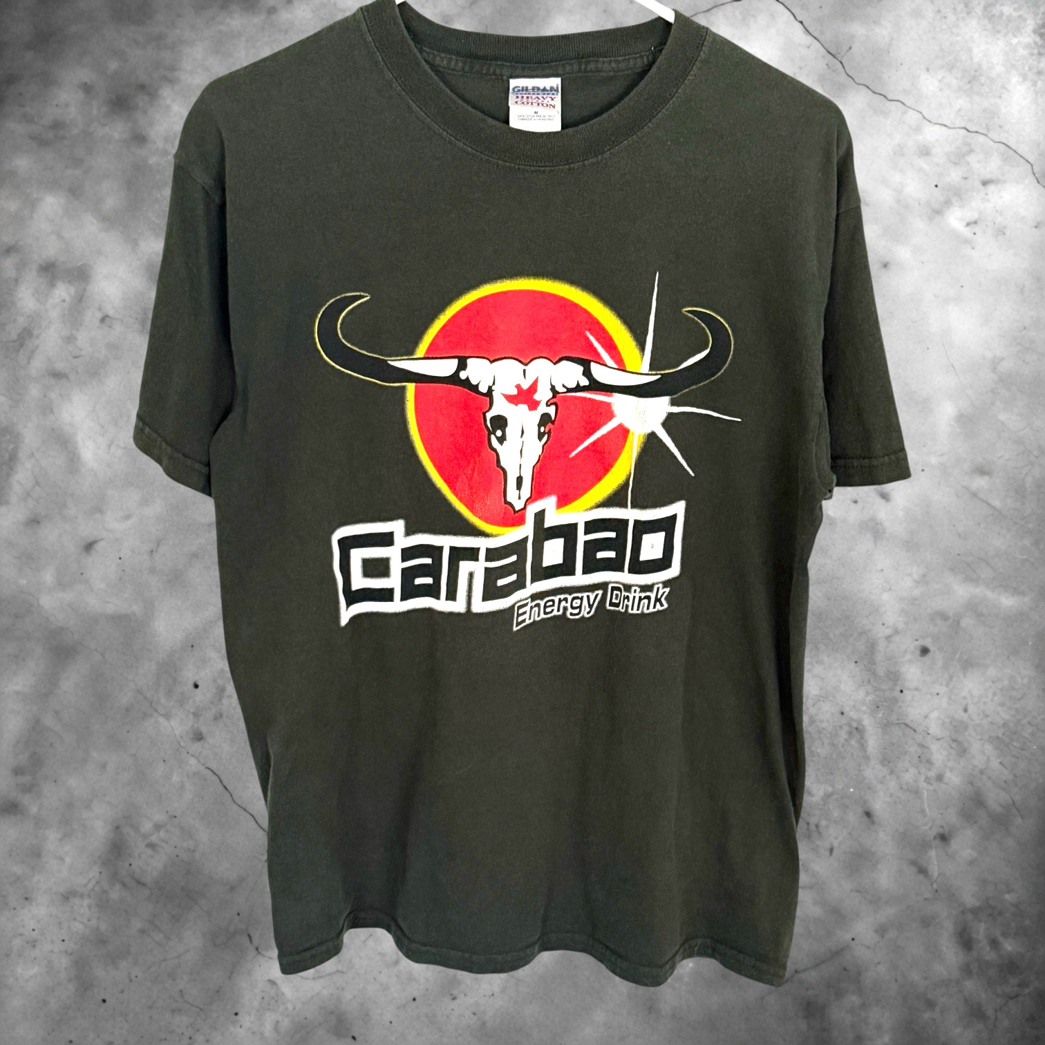 Vintage Carabao Dang Energy Drink Thailand T Shirt Sz M OG 2002 Thai Promo Tee