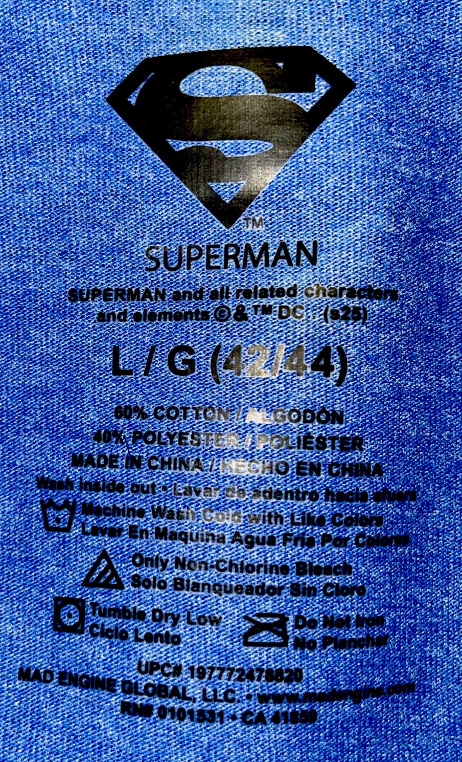 NEW! Superman USA Patriotic T-Shirt/Men’s (L) Blue DC Licensed Cotton Blend NWT