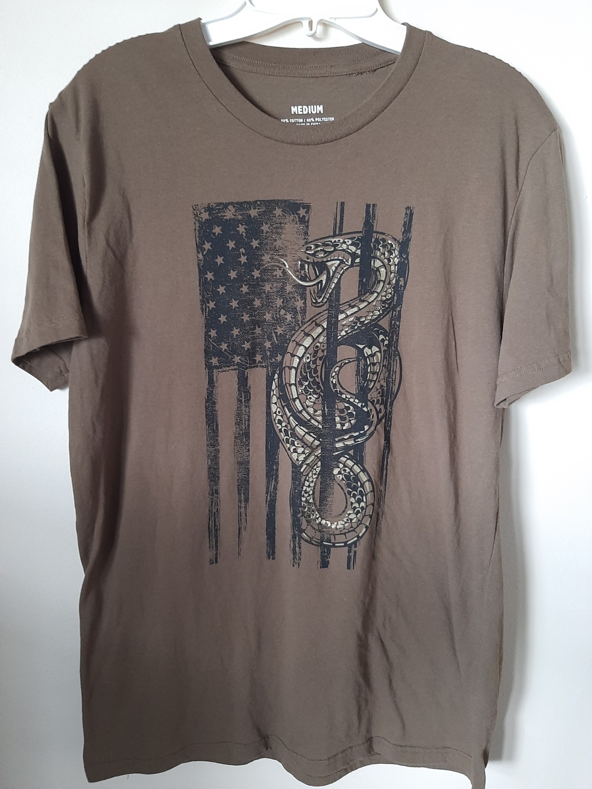 Men’s Americana Snake United States American Flag T Shirt Green Black Sz Med-New