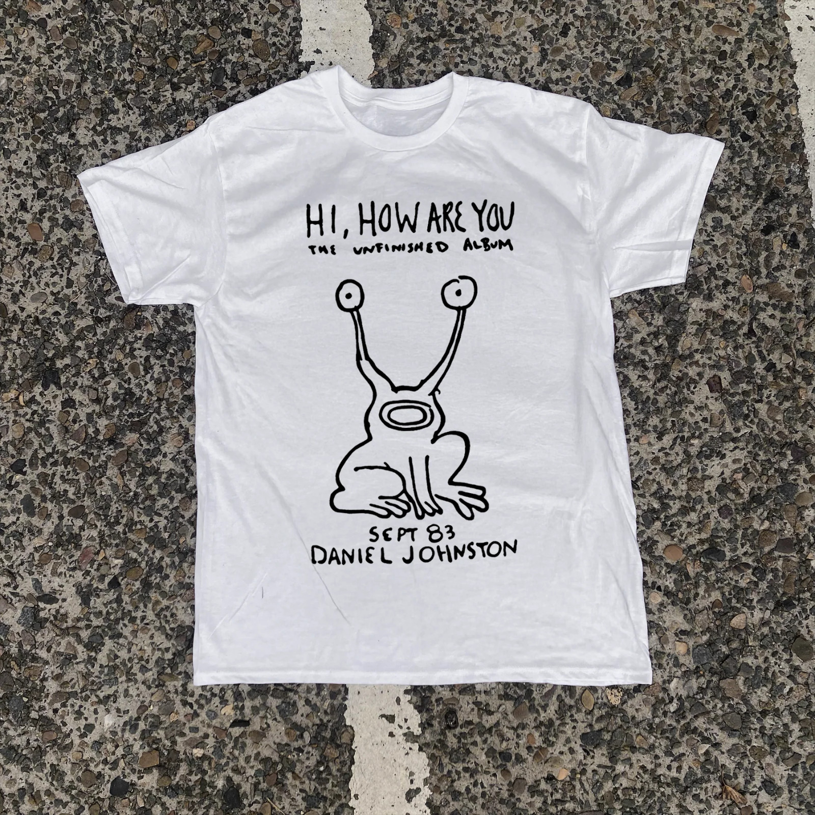 DANIEL JOHNSTON ‘HI, HOW ARE YOU’ VINTAGE WHITE T-SHIRT EN619