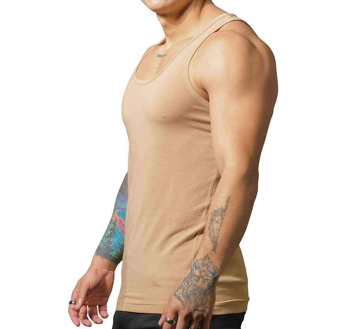 Andrew Christian Size Large Athletic Slim Cut Modal Tank Top – Sand Tan
