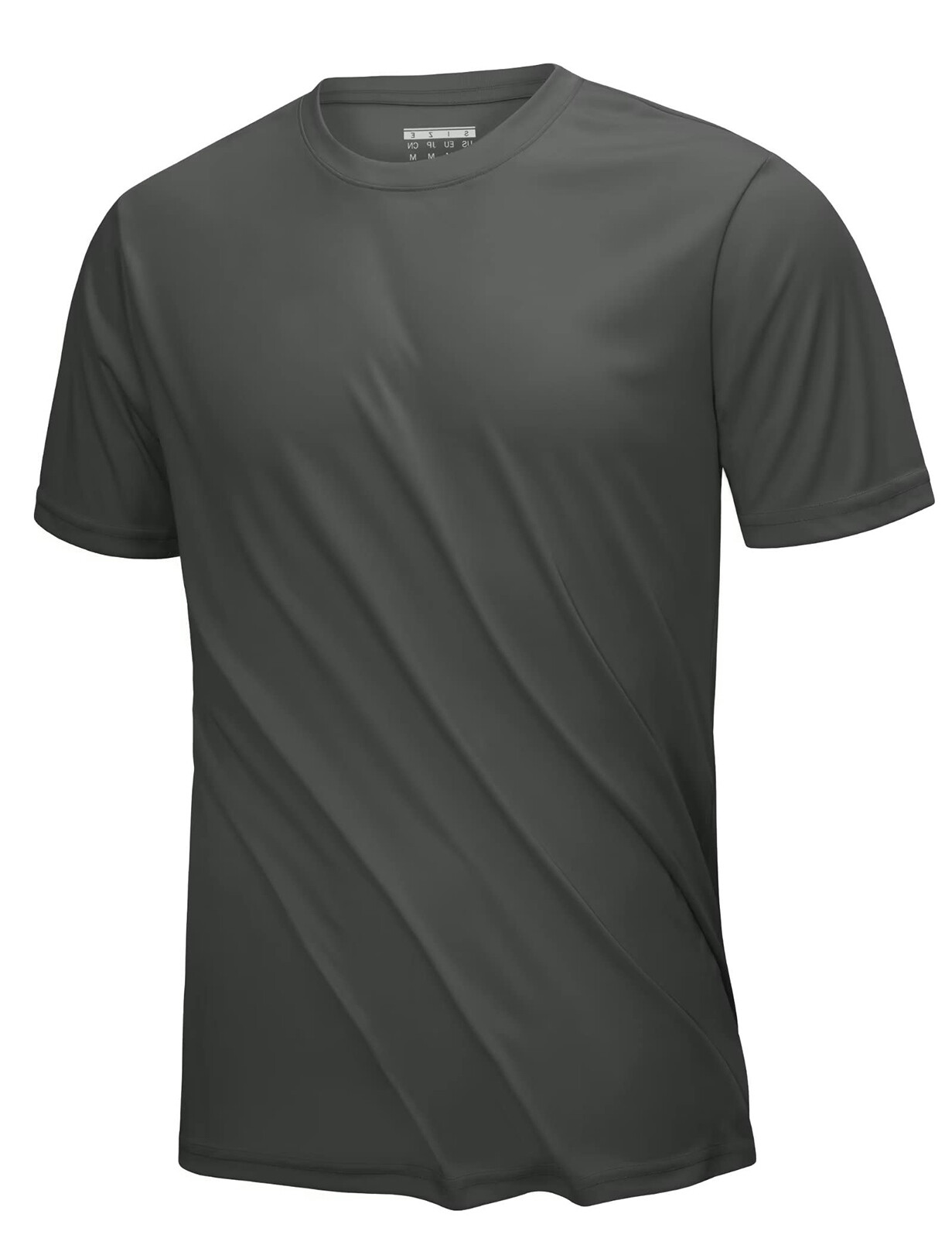 Men’s UPF50+ UV Shirts Short Sleeve Gym Quick Dry Shirts Sport Crew Neck Solid T